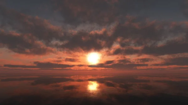 Sonnenuntergang Ruhig Meer Sonnenstrahl Render Illustration — Stockfoto