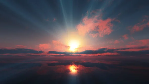 Ηλιοβασίλεμα Ήρεμα Θάλασσα Ακτίνες Του Ήλιου Καθιστούν Εικονογράφηση — Φωτογραφία Αρχείου