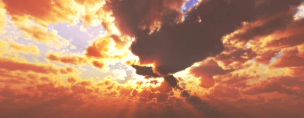 Zachód Wschód Słońca Chmurami Promieniami Świetlnymi Innymi Efektami Atmosferycznymi Ilustracja — Zdjęcie stockowe