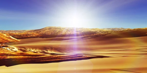 Дюны Заката Над Пустыней Трехмерная Иллюстрация — стоковое фото