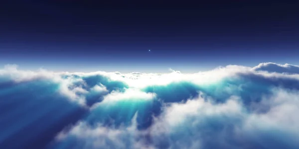 Сон Літати Над Хмарами Променеве Світло Візуалізація Ілюстрація — стокове фото