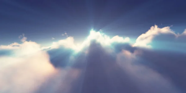 Πάνω Από Σύννεφα Ανατολή Απεικόνιση Ακτίνων Ήλιου Απόδοση — Φωτογραφία Αρχείου