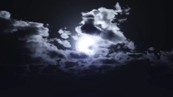 Повний Місяць Нічному Хмарному Небі Ілюстрація Рендеринга — стокове фото
