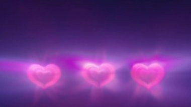 Üç kalp ışık ışını