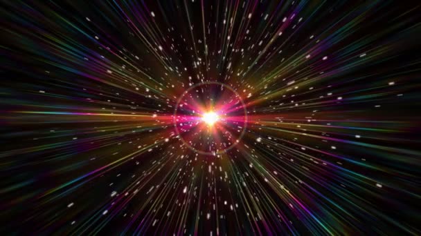 Ledakan bintang dalam cahaya sinar ruang — Stok Video