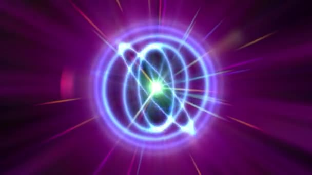 Атомный луч орбиты света абстрактный 4k — стоковое видео