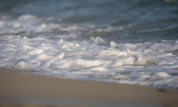 Hullám Fröccsenés Tenger Strand Makro Közelről — Stock Fotó