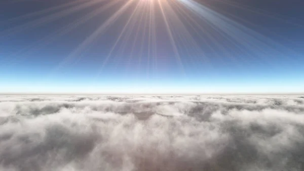 Над Хмарами Сонячний Промінь Ілюстрація Рендеринга — стокове фото