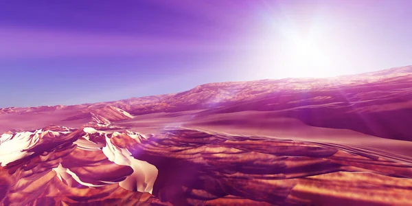 Дюны Заката Над Пустыней Трехмерная Иллюстрация — стоковое фото