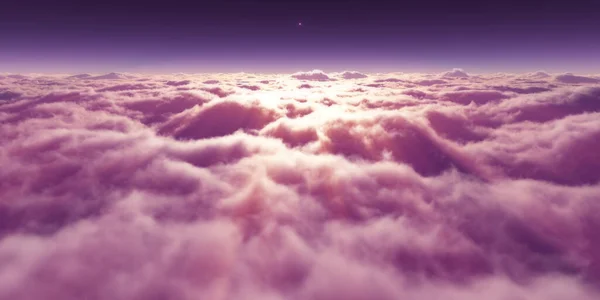 Traumfliege Über Wolken Strahlenlicht Darstellung — Stockfoto
