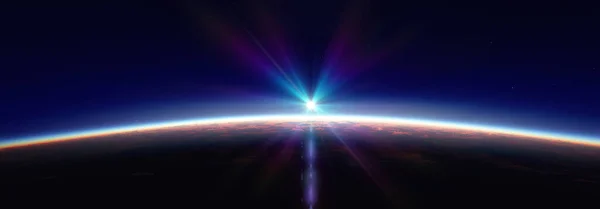 Земля Сходить Космосу Над Похмурим Океаном Ілюстрація Рендеринга — стокове фото