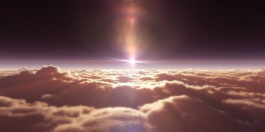 Bulutların üzerinde uçan rüya ışığı, üç boyutlu resimleme