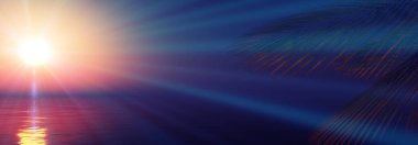 Gün batımı deniz palmiyesi çizimi, 3D görüntüleme