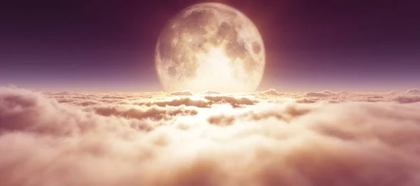 Clouds Full Moon Illustration Rendering — Stock Photo, Image
