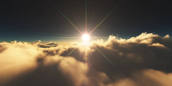 Clouds Sunrise Sun Ray Illustration Rendering — Stock Photo, Image