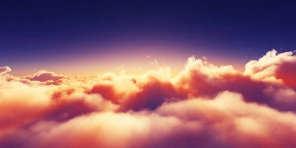 Sopra Nuvole Sole Sorgere Sole Raggio Illustrazione Rendering — Foto Stock