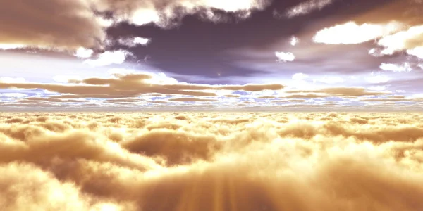 Arriba Las Nubes Vuelan Ilustración Del Rayo Del Sol Del — Foto de Stock