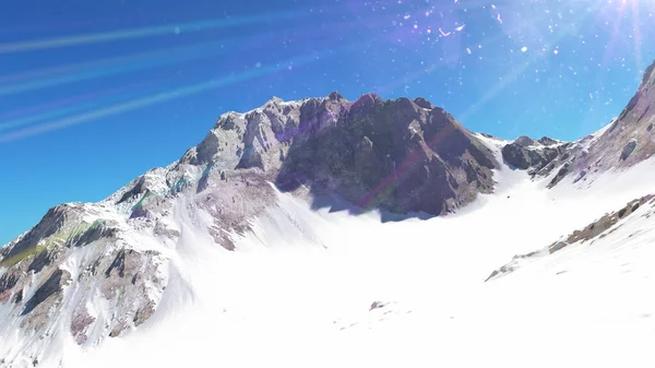 Montaña Nieve Sol Rayo Ilustración Renderizado — Foto de Stock