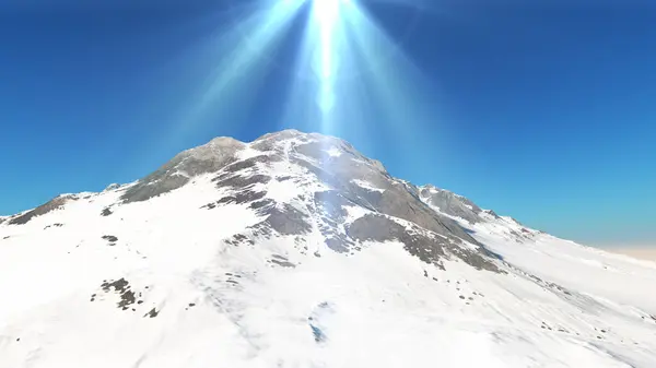 Montaña Nieve Sol Rayo Ilustración Renderizado — Foto de Stock
