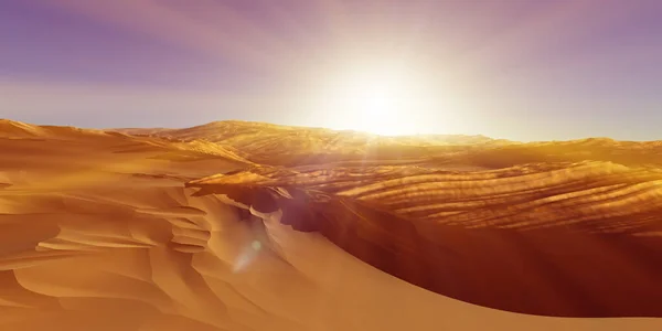 Dunes Solnedgång Över Öknen Återgivning Illustration — Stockfoto