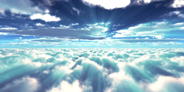 Arriba Las Nubes Vuelan Ilustración Del Rayo Del Sol Del —  Fotos de Stock