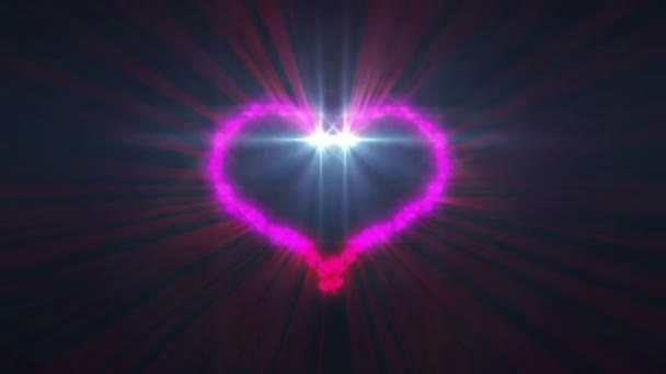 Formación de luz de rayos de partículas del corazón — Vídeos de Stock