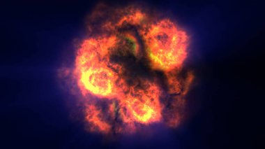 Uzayda ateş topu patlaması, soyut illüstrasyon