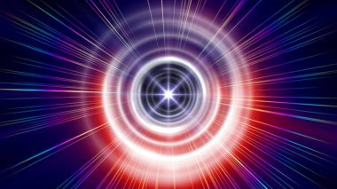 Halkalar hafif ışın küre neon ışık illüstrasyonu