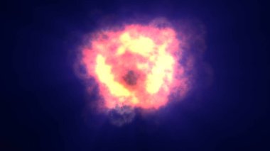 Uzayda ateş topu patlaması, soyut illüstrasyon