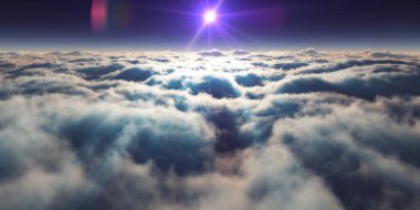 Bulutların üzerinde uçan rüya ışığı, üç boyutlu resimleme