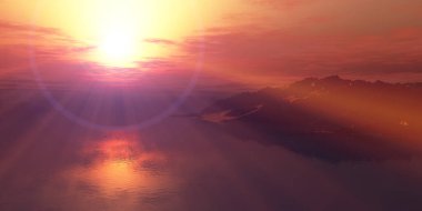 Deniz batımında adaların üzerinde, resim 3D görüntüleme