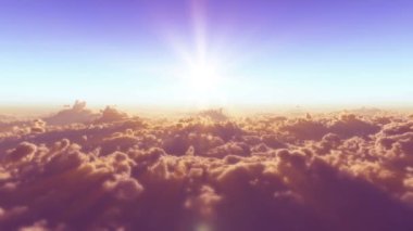 Günbatımı bulutlarının üzerinde uç