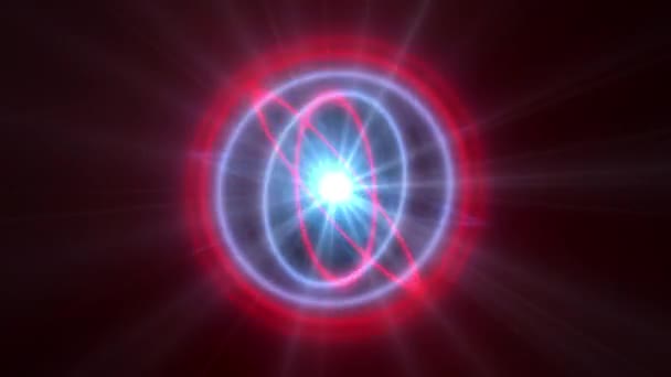 Luce del raggio dell'orbita dell'atomo astratta 4k — Video Stock