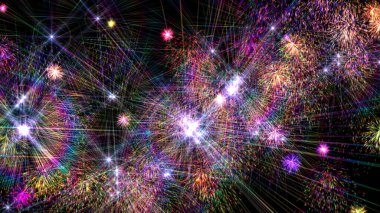 havai fişek rengi ışık çizimi siyah arkaplanda izole edildi