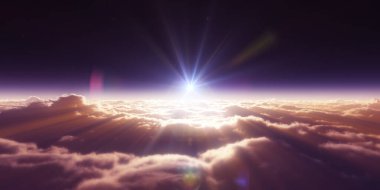 Bulutların üzerinde uçan rüya ışığı, üç boyutlu resimleme