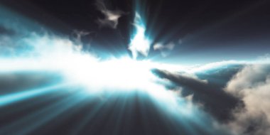 Bulutların üzerinde uçan rüya ışığı, üç boyutlu resimleme