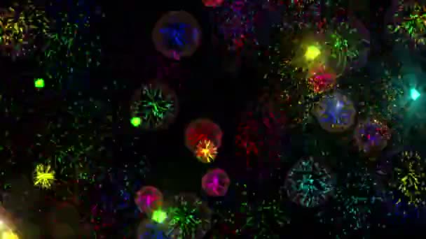 Animace barevných částic ohňostrojů 4k — Stock video