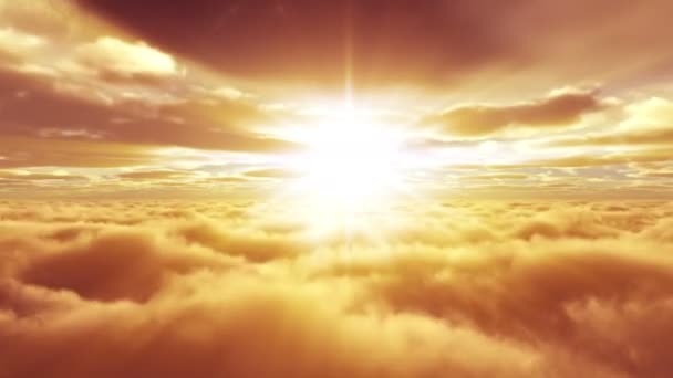 Vliegen over zonsondergang wolken 4k — Stockvideo