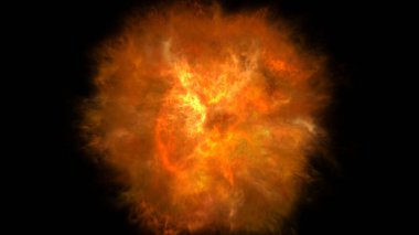 Uzayda ateş topu patlaması, soyut illüstrasyon