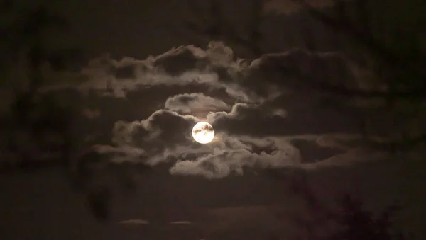Pleine Lune Dans Ciel Avec Nuages Paysage — Photo