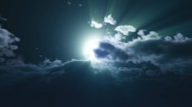 Gece vakti dolunay gökyüzü bulutu, 3 boyutlu resimleme