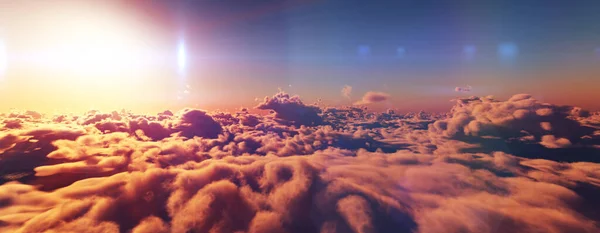 Acima Nuvens Voar Sol Sol Raio Ilustração Render — Fotografia de Stock