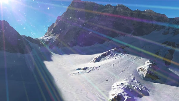 Горный Снежный Луч Солнца Иллюстрация Рендеринг — стоковое фото