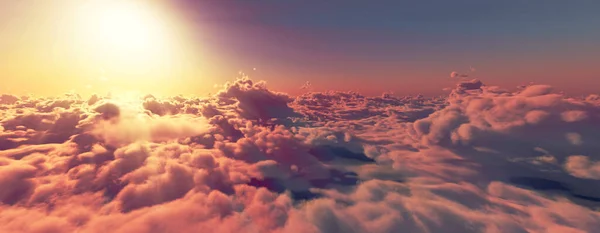 Arriba Las Nubes Vuelan Ilustración Del Rayo Del Sol Del —  Fotos de Stock