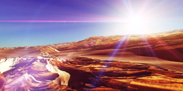 砂丘は砂漠の上に沈む 3Dレンダリング図 — ストック写真