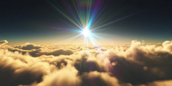 Clouds Sunrise Sun Ray Illustration Rendering — Stock Photo, Image