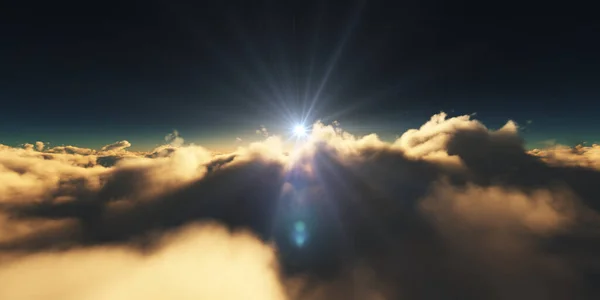 Clouds Sunrise Sun Ray Illustration Rendering — Stock Photo, Image