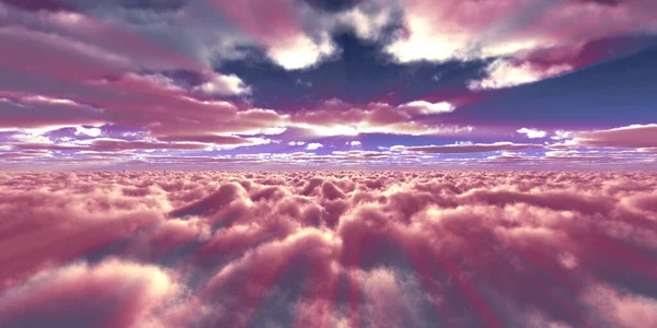 Arriba Las Nubes Vuelan Ilustración Del Rayo Del Sol Del — Foto de Stock