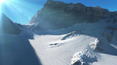 Dağ Karlı Güneş Işığı çizimi, 3D görüntüleme