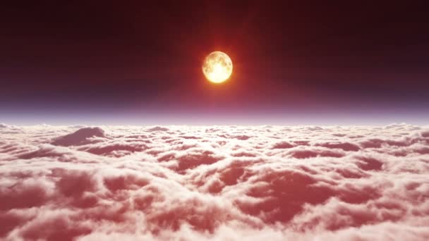 Dröm flyga i moln och måne — Stockvideo